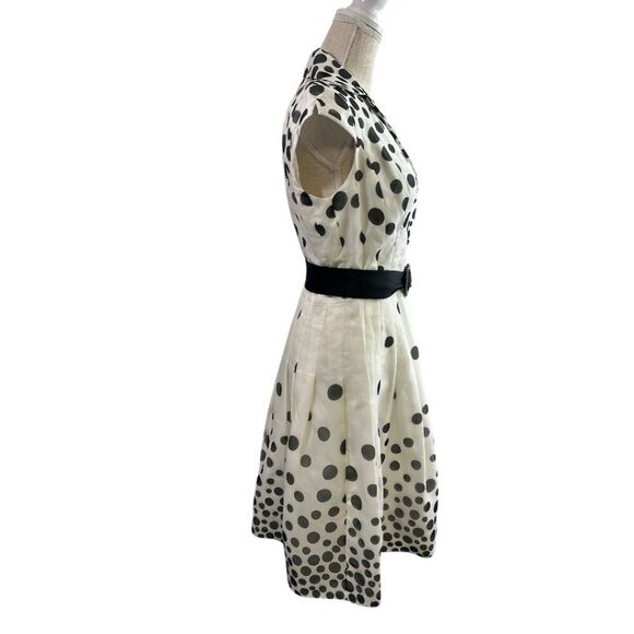 Kay Unger Polka Dot Silk Belted Dress Sz 8 Retro Classic Date Night - Picture 2 of 16
